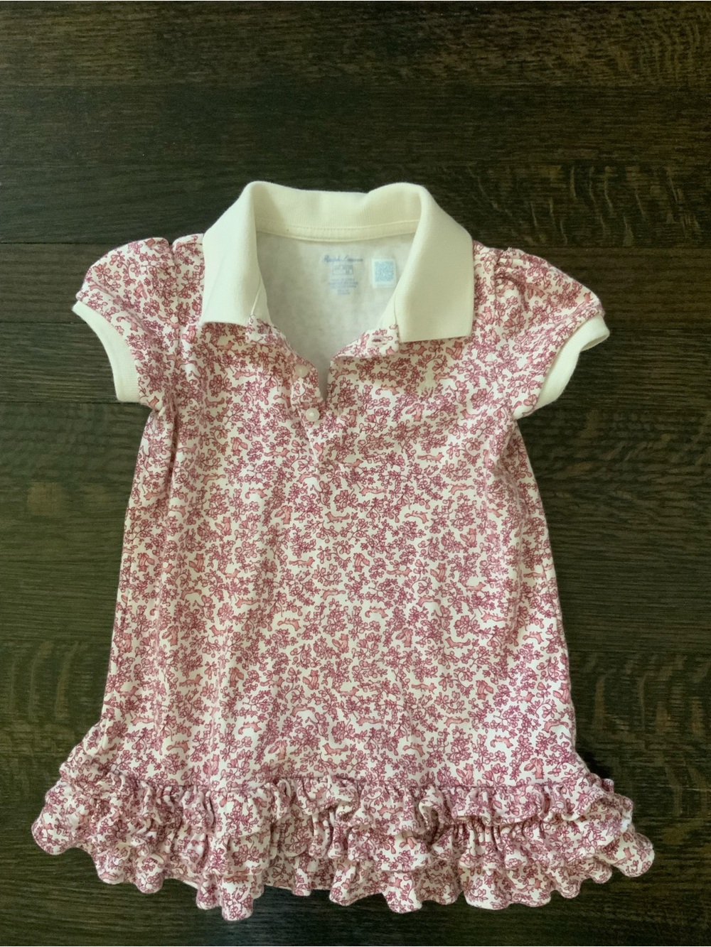 Ralph Lauren Pink Floral Polo Dress with Cream Collar